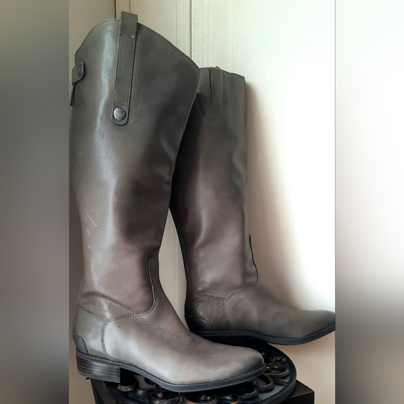 SAM EDELMAN Tall Wide Calf Boots | Dark Grey | Supple Leather |  NEW!! - Picture 2 of 14